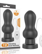 LoveToy Vibrator Anal Rammer cu Telecomanda cu Fir 10 Moduri Vibratii PVC Moale Negru 17.5 cm
