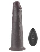 LoveToy Vibrator Realist Nature Cock Remote Control Silicon Dubla Densitate 10 Moduri Vibratii si Rotatii Maro 20.5 cm