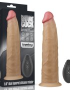 LoveToy Vibrator Realist Nature Cock Remote Control Silicon Dubla Densitate 10 Moduri Vibratii si Rotatii Maro 22.8 cm