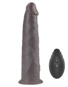 LoveToy Vibrator Realist Nature Cock Remote Control Silicon Dubla Densitate 10 Moduri Vibratii si Rotatii Maro 24 cm