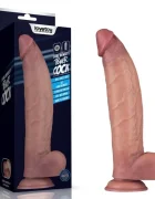 LoveToy Vibrator Realist Power Cock 10 Moduri Vibratii PVC Dubla Densitate USB Magnetic Natural 31 cm