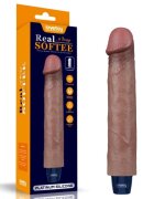 LoveToy Vibrator Realist Real Softee 10 Moduri Vibratii Silicon Platinat USB Maro 22.8 cm