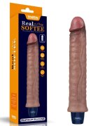 LoveToy Vibrator Realist Real Softee 10 Moduri Vibratii Silicon Platinat USB Maro 24.5 cm