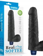 LoveToy Vibrator Realist REAL SOFTEE 10 Moduri Vibratii TPE Negru 22.6 cm