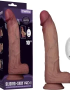 LoveToy Vibrator Realist Sliding-Skin PRO II Remote Control Silicon Dubla Densitate Maro 25 cm