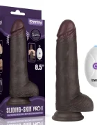 LoveToy Vibrator Realist Sliding-Skin PRO II Remote Control Silicon Dubla Densitate Negru 21.5 cm