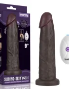 LoveToy Vibrator Realist Sliding-Skin PRO II Remote Control Silicon Dubla Densitate Negru 22.7 cm