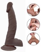 Mokko Toys Dildo Carlo Sliding&Bendable TPE Strat Dublu Maro 23 cm