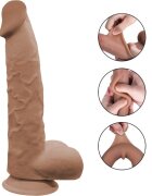 Mokko Toys Dildo Edan Sliding&Bendable TPE Strat Dublu Caramel 24 cm