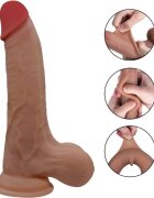 Mokko Toys Dildo Pablo Sliding&Bendable TPE Strat Dublu Caramel 22.5 cm