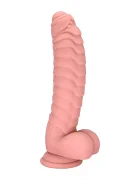 Mokko Toys Dildo Ribbed cu Ventuza Silicon Lichid Natural 22.5 cm