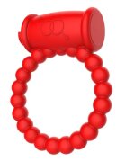 Mokko Toys Inel de Penis Beaded Ring cu Vibratii Silicon Rosu Good Vibes