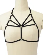 Mokko Toys Top Harness din Benzi Satinate Sexy Look Negru S-L