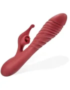 Mokko Toys Vibrator Iepuras Tessa 10 Moduri Vibratii Silicon USB Rosu 21.8 cm Velvet Obsession