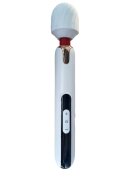 Mokko Toys Vibrator Masaj Strong 10 Moduri Vibratii si 7 Intensitati Ecran LCD TPE Alb 33 cm