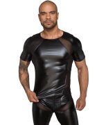 Noir Handmade Tricou Sexy Barbati Wetlook cu Plasa 3D Transparenta S