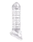 NsNovelties Manson Penis Ribbed cu Inel Testicule TPE Transparent 18 cm