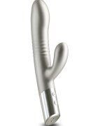 NsNovelties Vibrator Iepuras Royals Grace Vibrating&Thrusting 20 Functii Stimulatoare Silicon USB Champagne 24.3 cm