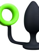 Ouch! Dop Anal cu Inel Penis Glow in the Dark 9.8 cm Verde Neon/Negru