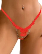 Paris Hollywood Bikini Tanga cu Cristale Stralucitoare Rosu S-L