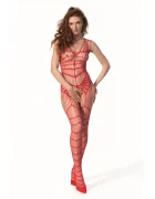 Passion Bodystocking Crotchless Multi-Straps Rosu S-L