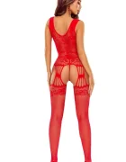 Passion Bodystocking Crotchless Sexy Fit Rosu S-L