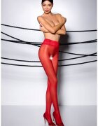 Passion Ciorapi Crotchless cu Dantela 30 Den Rosu S/M