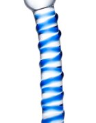 Passion Labs Dildo Spiral Sticla Premium Albastru 17 cm Glass Series