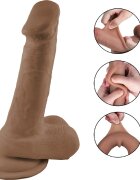 Passion Labs Dildo Tom Sliding&Bendable TPE Strat Dublu Caramel 19 cm