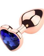 Passion Labs Dop Anal Brilliant Anal Plug Large Rose Gold Piatra Albastru Inchis