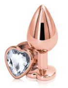 Passion Labs Dop Anal Brilliant Anal Plug Small Rose Gold Piatra Transparenta