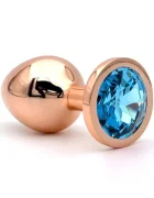 Passion Labs Dop Anal Charm Anal Plug Large Rose Gold Piatra Albastru Deschis