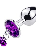 Passion Labs Dop Anal Metalic cu Clopotei Ring My Bells Argintiu/Mov Medium 8 cm