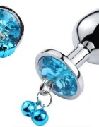 Passion Labs Dop Anal Metalic cu Clopotei Ring My Bells Small Argintiu/Albastru 7 cm