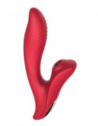 Passion Labs Vibrator Deluxe Charming 10 Moduri Suctiune 3 Moduri Vibratii Puternice Silicon USB Rosu 20 cm
