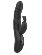 Passion Labs Vibrator Realistic Thrusting Rabbit 9 Moduri Vibratii 9 Moduri Impingere Silicon USB Magnetic Display LCD Negru 23.5 cm