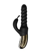 Passion Labs Vibrator Swirl Rabbit 5 Moduri de Impingere si Rasucire 8 Moduri Vibratii Silicon USB Negru 25.7 cm