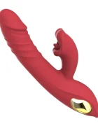 Passion Labs Vibrator Thrusting Rabbit 10 Moduri Vibratii 5 Moduri Impingere 5 Moduri Muscare Silicon USB Magnetic Rosu 24.6 cm