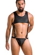 Passion Set 2 Piese Adam din Piele Ecologica cu Capse Metalice Negru L/XL