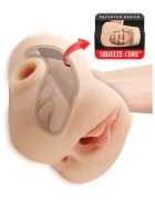 PIPEDREAM Masturbator Double Pounder Squeeze Include Glont Vibrator Material Fanta Flesh Natural 2.1 kg