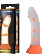 PRETTYLOVE Dildo Magical Nightfall Luminous Silicone Portocaliu 17 cm
