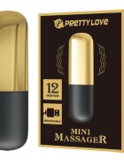 PRETTYLOVE Glont Vibrator Mini Massager 12 Moduri Vibratii USB Auriu/Negru 6 cm
