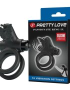 PRETTYLOVE Inel Penis Pretty Love Passionate Ring IX 10 Moduri Vibratii Silicon Negru