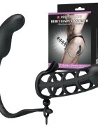 PRETTYLOVE Manson de Penis cu Stimulator Anal Hercules 7 Moduri Vibratii Silicon USB Negru