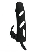 PRETTYLOVE Manson de Penis Cu Vibratii Silicon Negru 14 cm