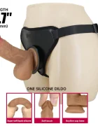 PRETTYLOVE Strap-on Harness Briefs Fogg Fixare cu Ventuza Dildo din Silicon Natural 17.3 cm