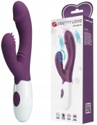 PRETTYLOVE Vibrator Iepuras Andre Vibrating&Tickling Silicon Violet 20 cm