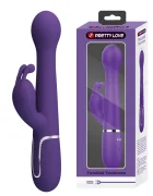 PRETTYLOVE Vibrator Iepuras Dejon 7 Moduri Vibratii 4 Moduri Impingere si Rotatii Silicon USB Magnetic Albastru 22.6 cm