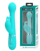 PRETTYLOVE Vibrator Iepuras Dejon 7 Moduri Vibratii 4 Moduri Impingere si Rotatii Silicon USB Magnetic Verde 22.6 cm