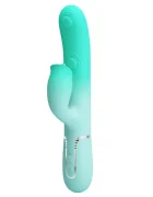 PRETTYLOVE Vibrator Iepuras Gigi 7 Moduri Pulsare 7 Moduri Licking Silicon USB Magnetic Verde 22.8 cm